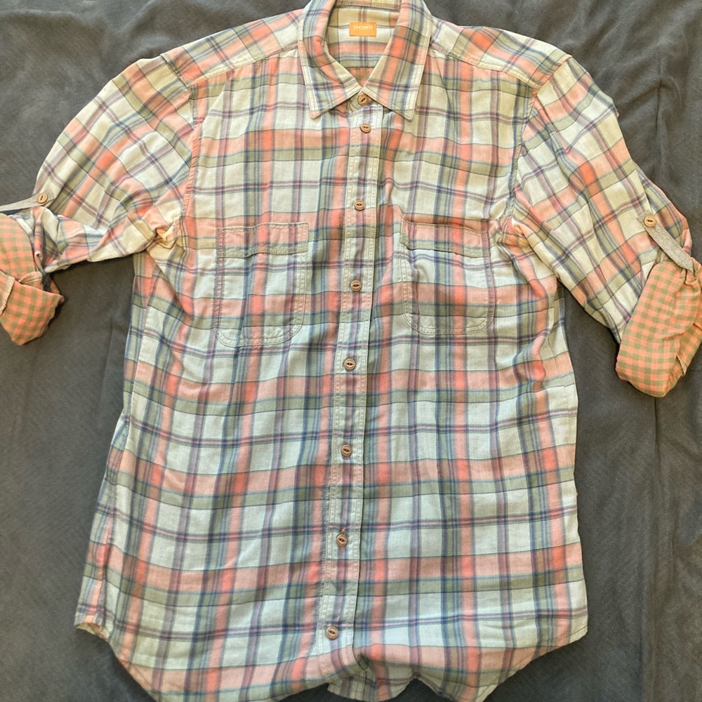 Boss Orange double faced button down with rolled sleeves